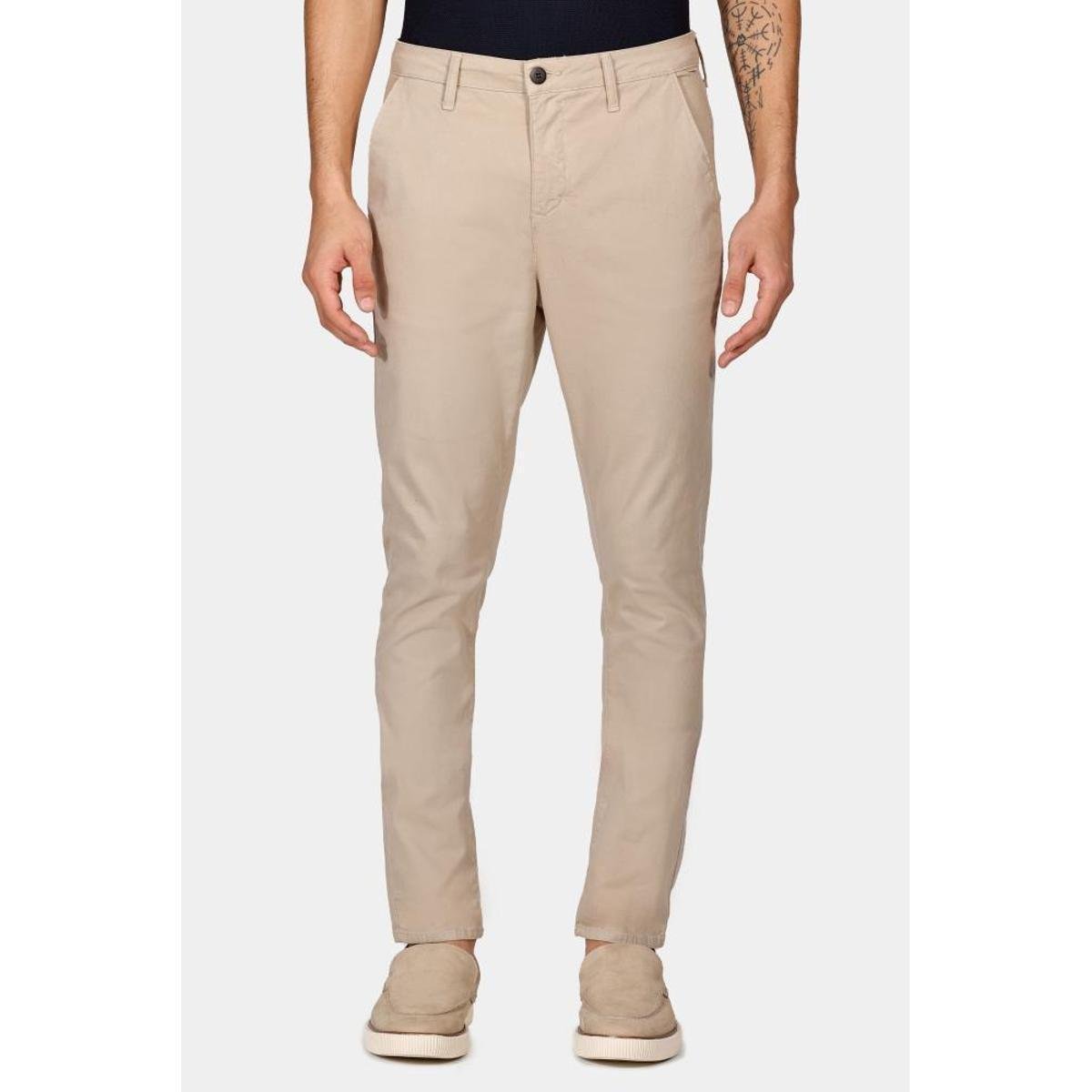 Calça Aramis Chino Skinny Sarjada Cáqui