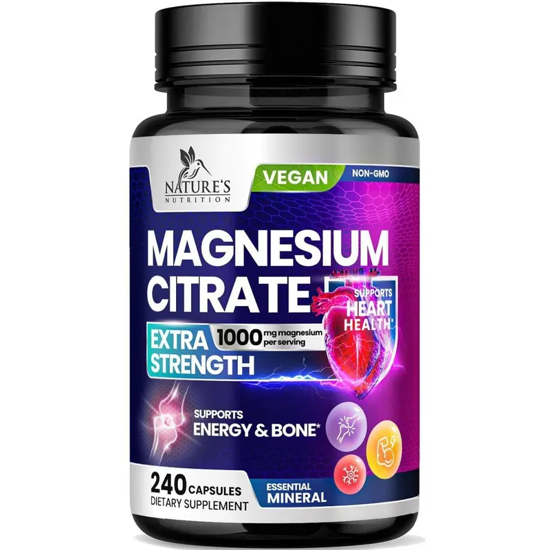 Suplemento de citrato de magnésio Nature's Nutrition 1000mg 240 C