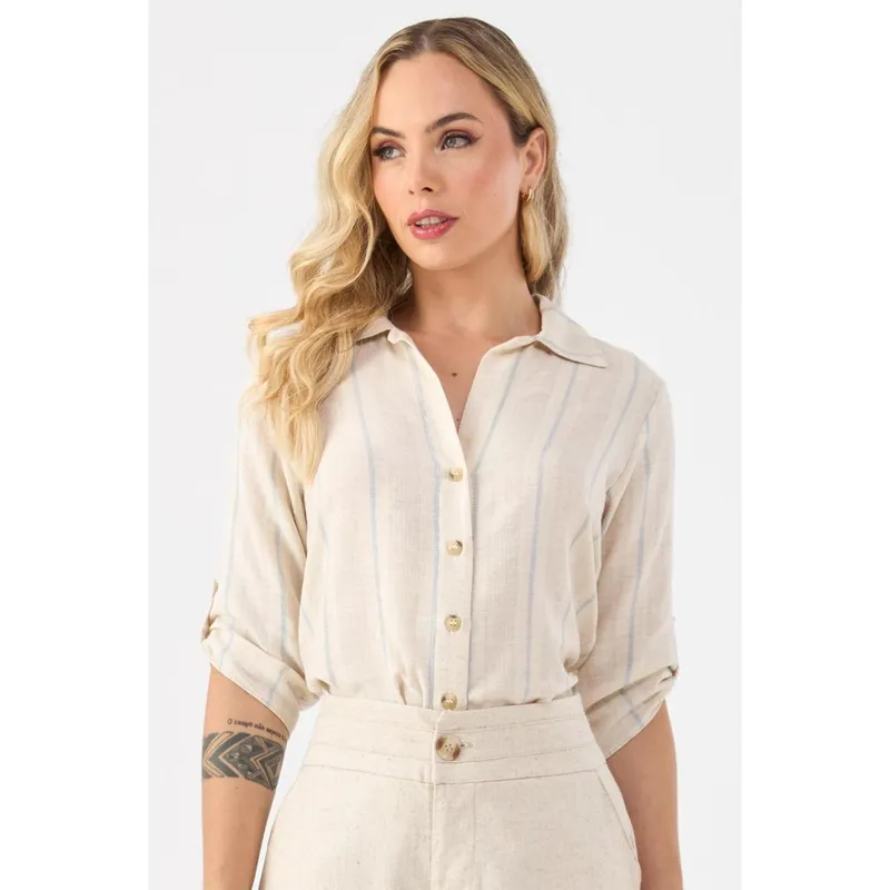 Camisa PKS de Linho Listrada