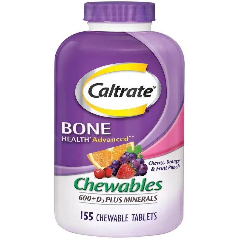 Suplemento Caltrate Chewables 600 Plus D3 Com Minerais 155 Ct