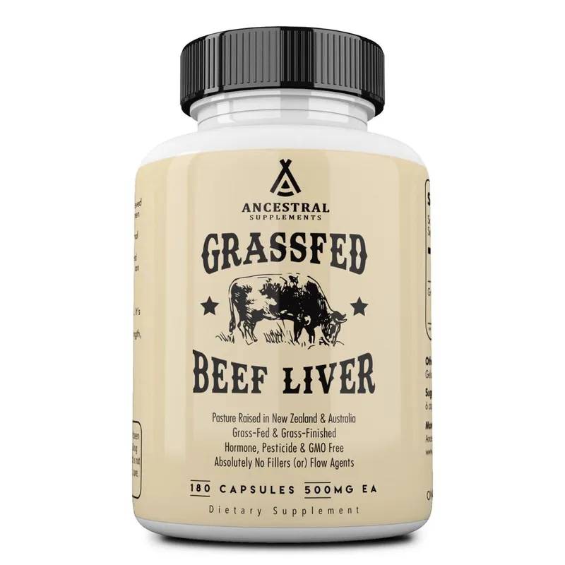 Suplementos de carne bovina vitamina A, B12 (180 cápsulas)