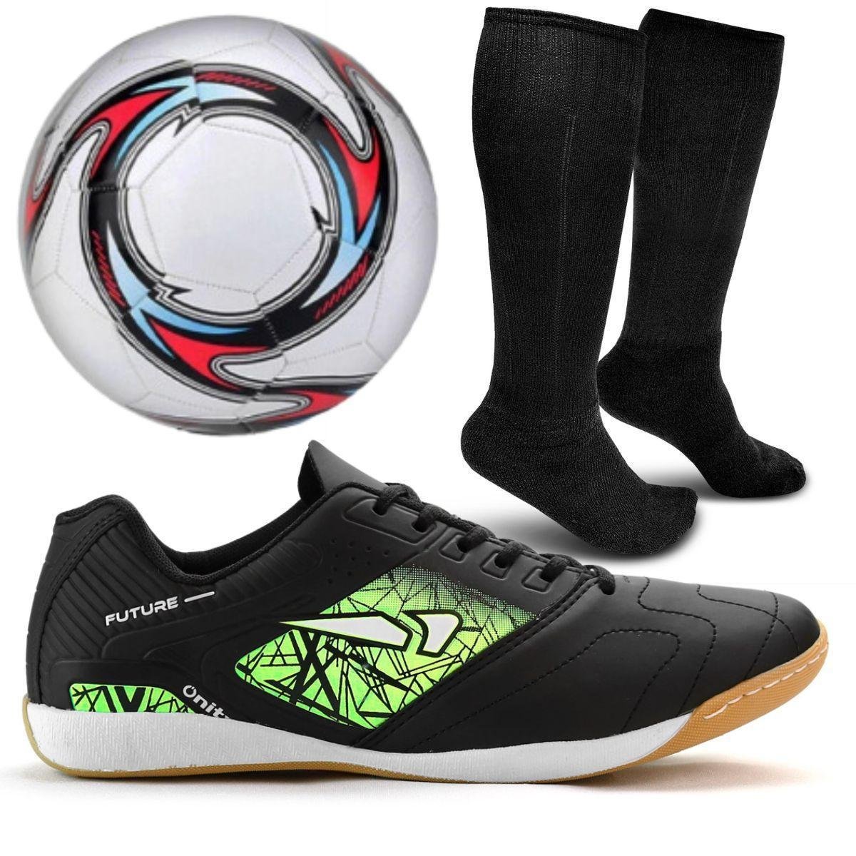 Chuteira De Futsal Tênis Quadra Salão Costurada Original + Bola + Meião