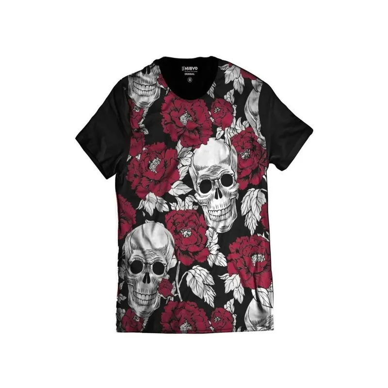 Camisa Caveira Mexicana Rosas Florida Swag