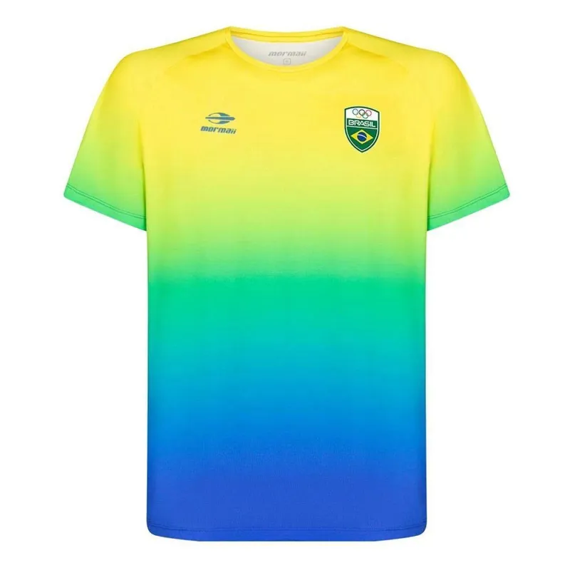 Camiseta Manga Curta Masculina Degradê Time Brasil Mormaii