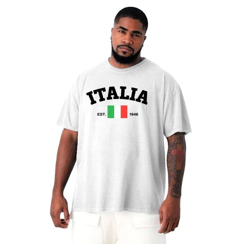 Camiseta Plus Size Masculina Camisa Gola Redonda Algodão Seleção ITA