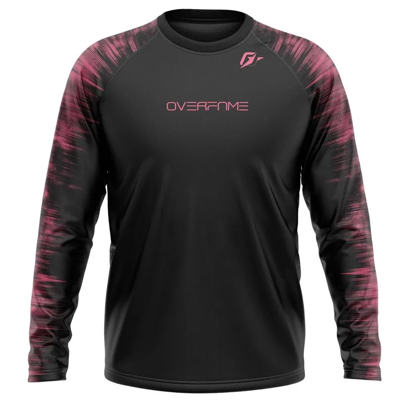 Camiseta Manga Longa Unissex OverFame Tecnodots Preto Pink