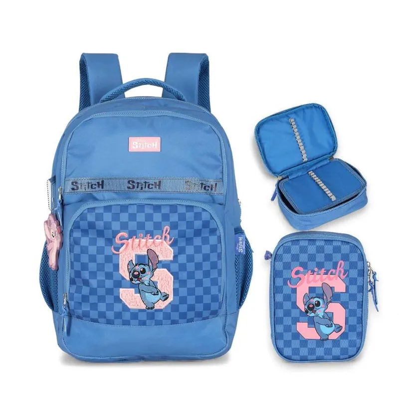 Kit Escolar Mochila Costas Estojo Box Stitch Disney Luxcel