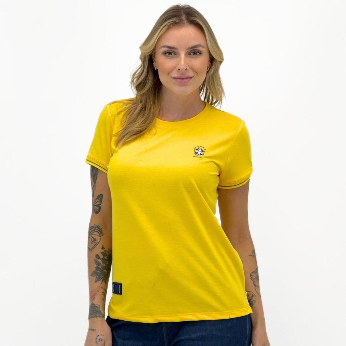 Camiseta Sallo T-Shirt Brasil Manga Curta Gola Redonda Feminina