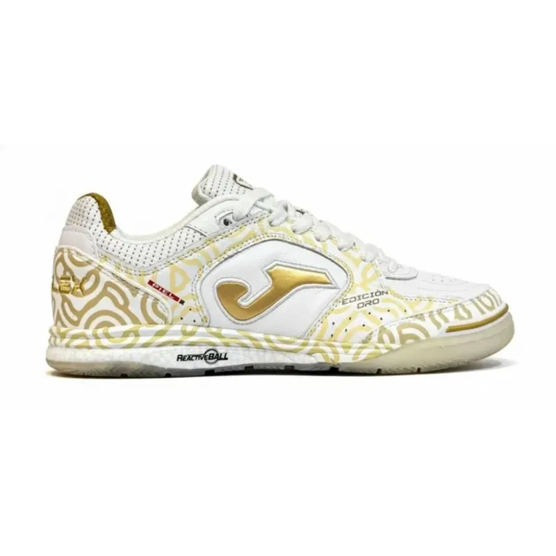 CHUTEIRA JOMA FUTSAL TOP FLEX EDICION ORO BRANCO E DOURADO 40