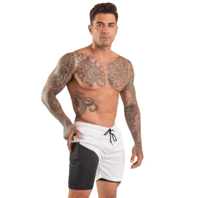 Short Masculino 2 Em 1 Academia Fitness Compressão Para Treino e Academia