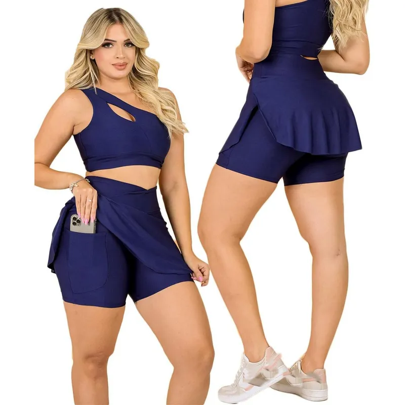 Short Saia Fitness Feminino Com Bolso Lateral Academia Moda Modesta Evangélica The Start