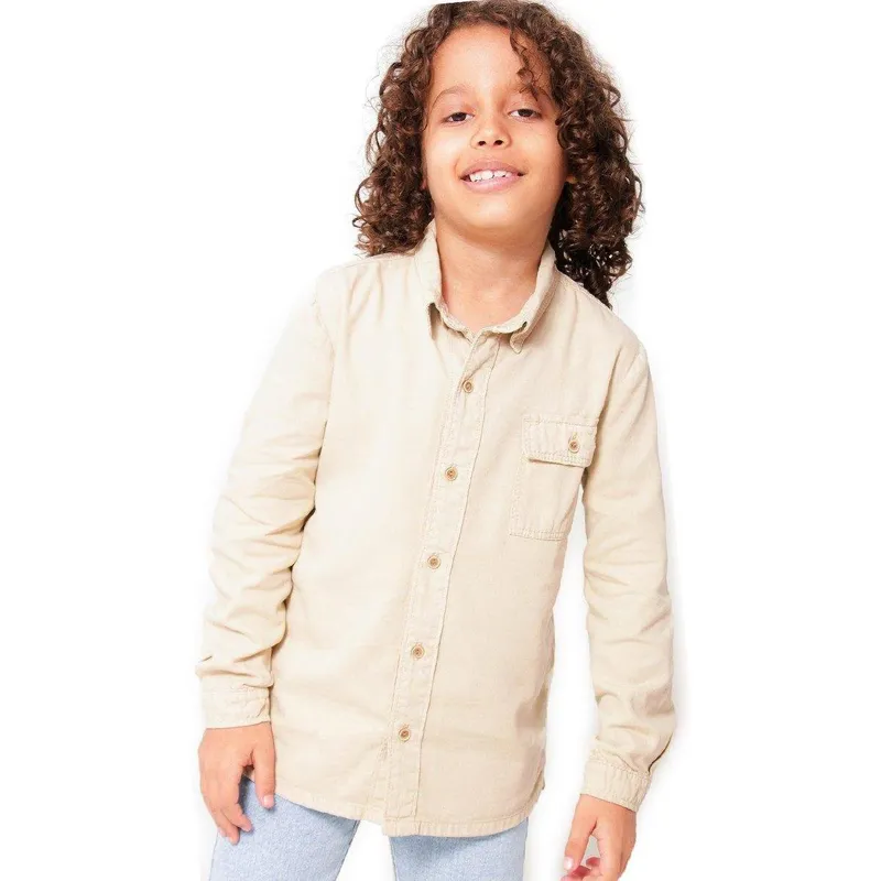 Camisa Infantil Quase Anjo em Sarja Manga Longa Menino