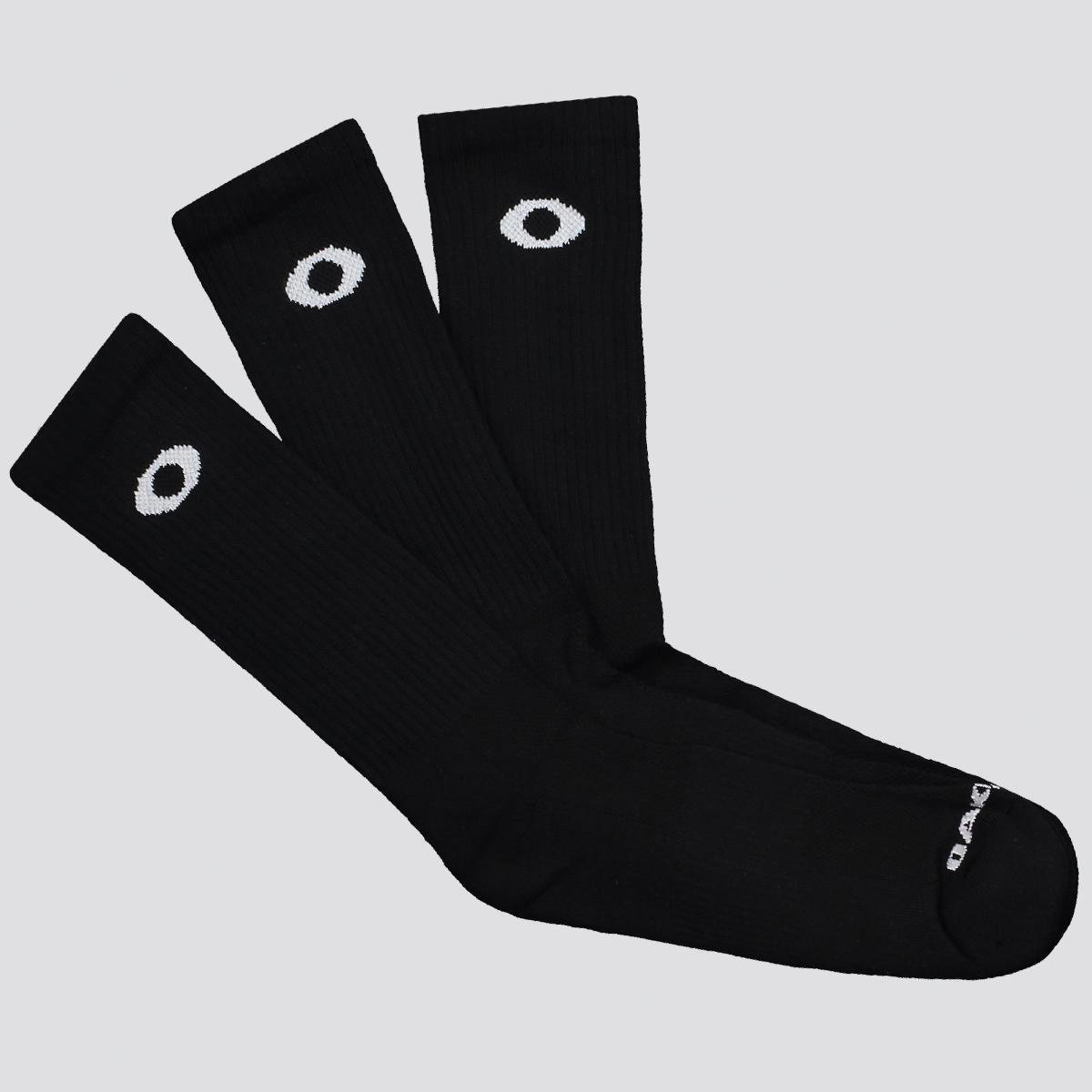 Kit Meia Oakley Essential Crew 3 Pares Preta
