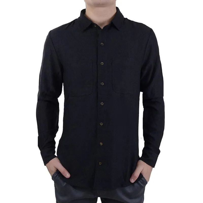 Camisa Masculina Lado Avesso ML Regular Fit Preta - LH16