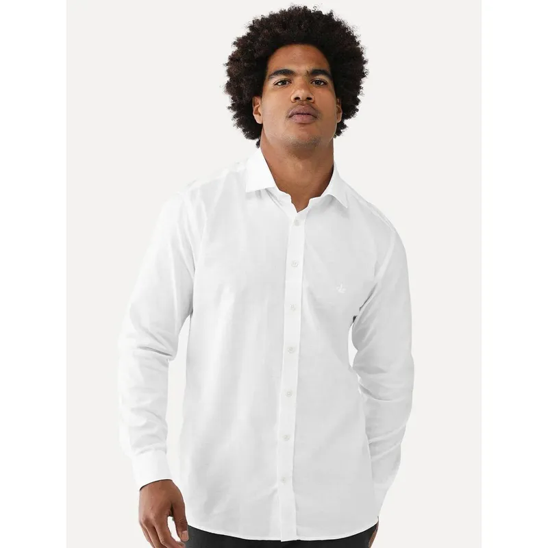 Camisa Dudalina Masculina Slim Fitt Superfine Cotton Light Logo Lisa Branca