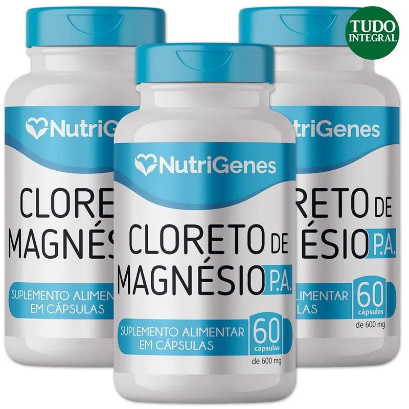 Kit 3 Cloreto De Magnesio P.A 810 Mg 60 Caps - Nutrigenes