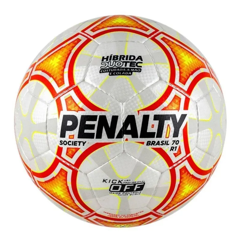 Bola Society Penalty Brasil 70 R1 XXIII - Branco e Laranja ÚNICO