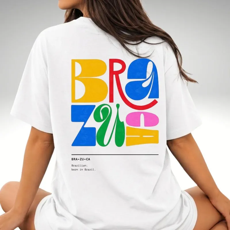 Camiseta Oversized Feminina Brazuca Estampa Brasil Estilosa Confortável Academia 100 Algodão