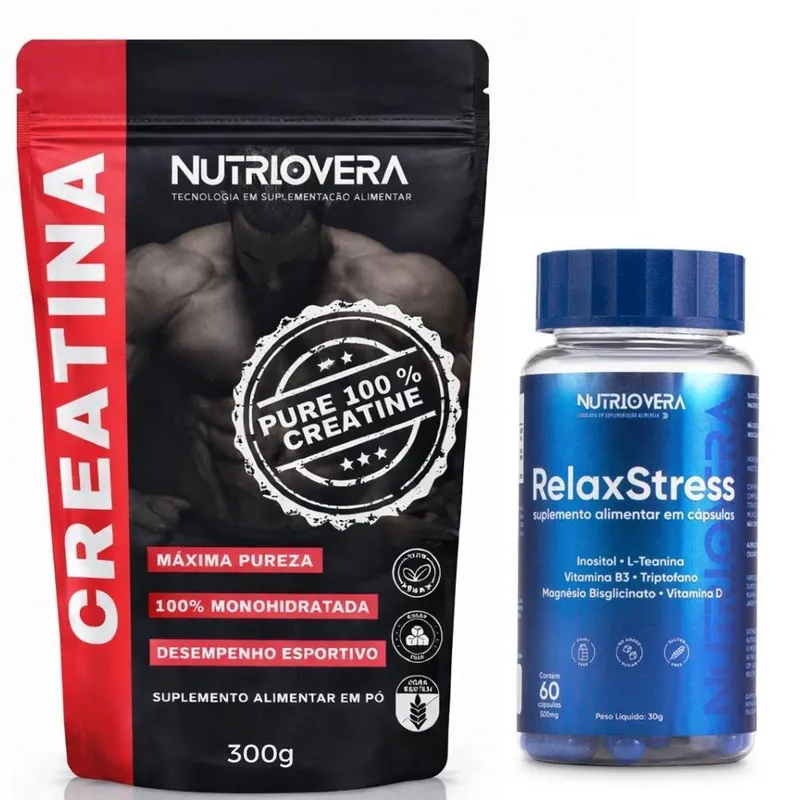 Kit Creatina Monohidratada 300g + RelaxStress 60 Cápsulas