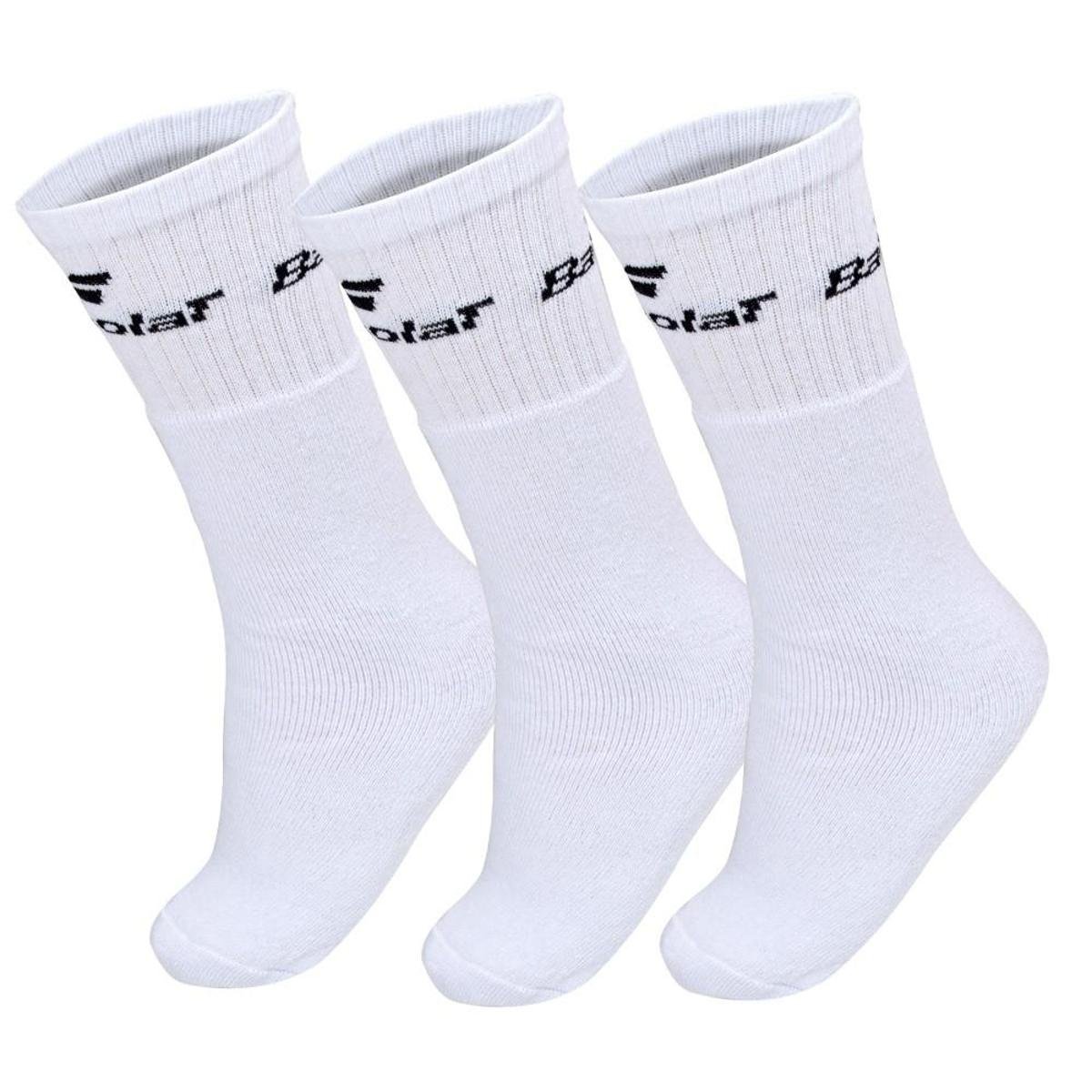 Meia Babolat Cano Médio Basic BB050 Branca 39 ao 42 - Pack com 03 Pares