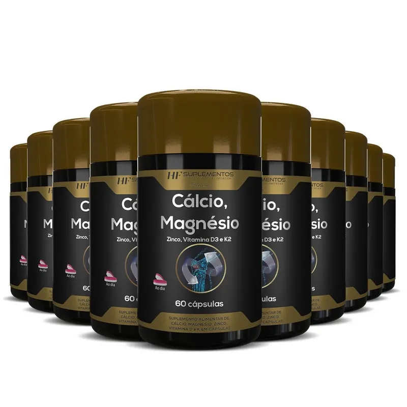 10X CALCIO MAGNESIO ZINCO VIT D3 K2 60CAPS HF SUPLEMENTOS