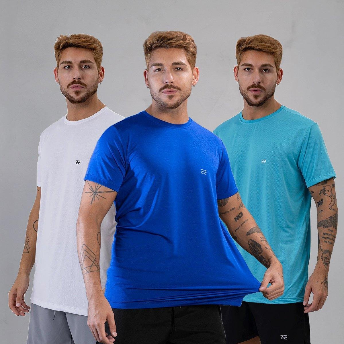 Kit 3 Camisetas Masculina Academia Poliamida Manga Curta Treino Camisa Malhar Dia A Dia Premium