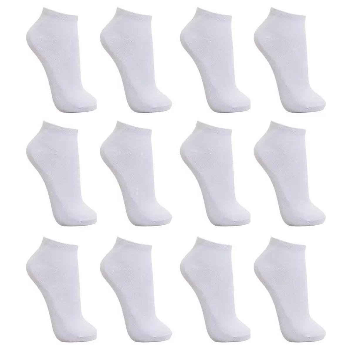 Kit 12 Pares De Meias Cano Baixo Unissex Algodão