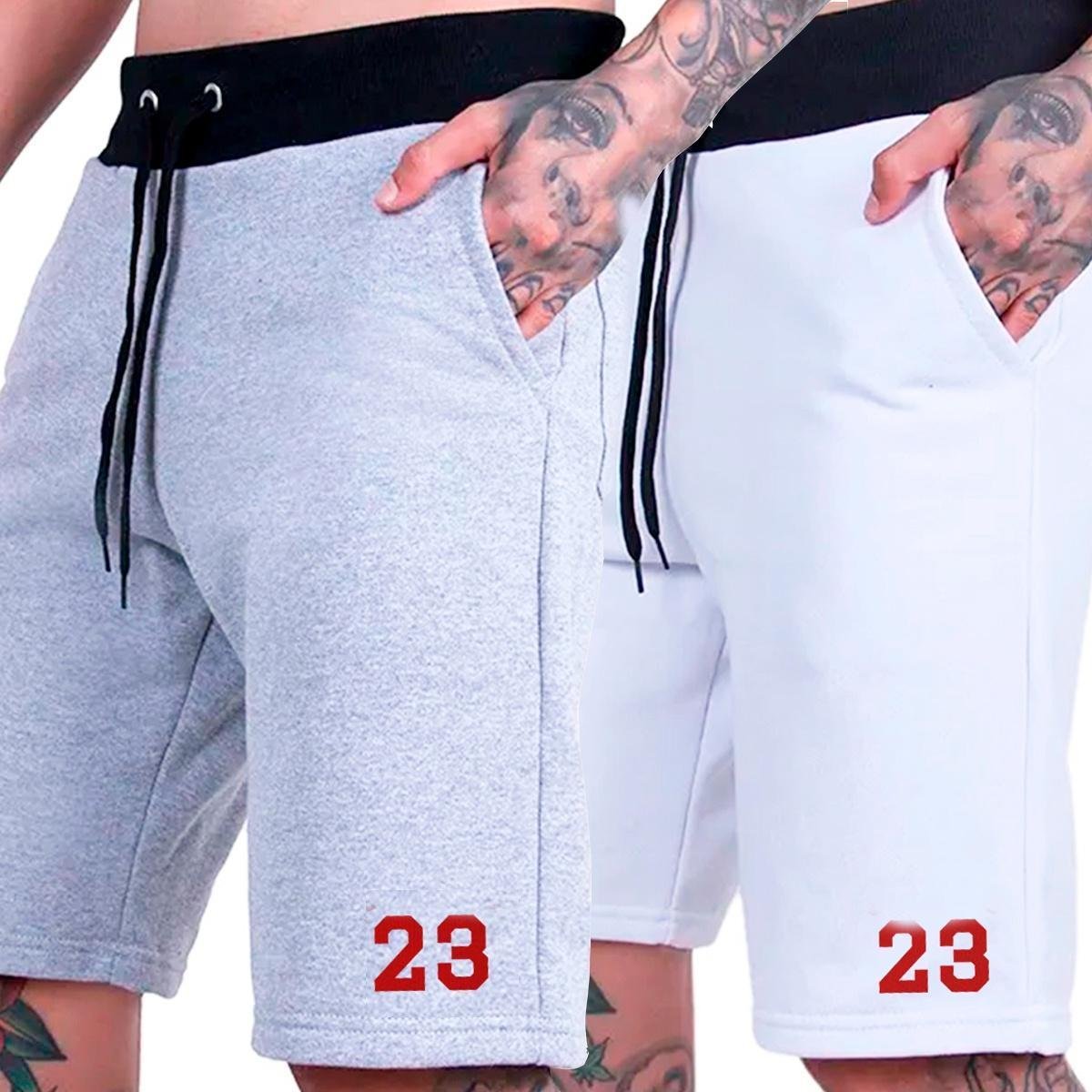 Kit 2 Bermudas Moletom Esportivas Shorts Basquete Americano 23 Plus Size