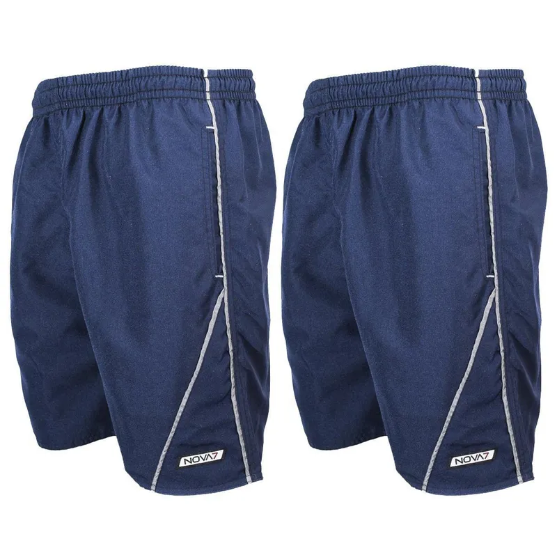 Kit 2 Short Tactel Leve Elástico Cordão Masculino 3 Bolsos Viés Listras Esportes Academia Corrida