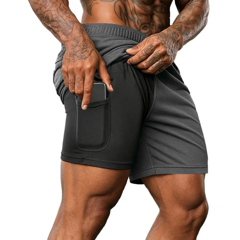 Shorts Sall Sports Academia 2 em 1 Com Bolso Interno Masculino