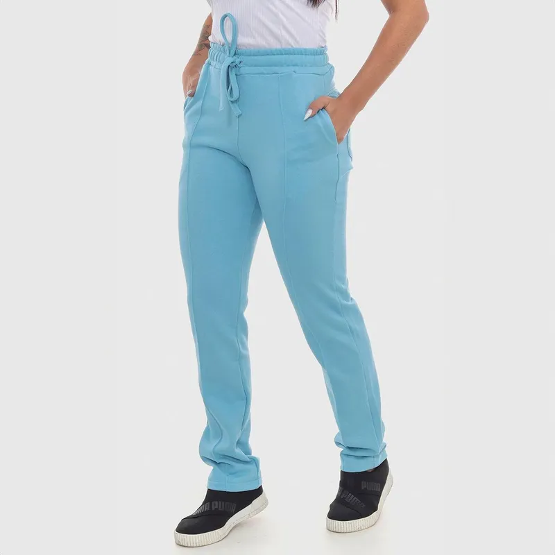 Calça Basica Moletom Feminina Confortavel Cintura Elastico