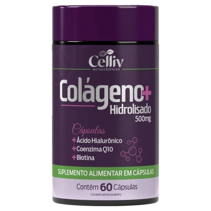 Colágeno Hidrolisado + Ácido Hialurônico 60 Caps Celliv