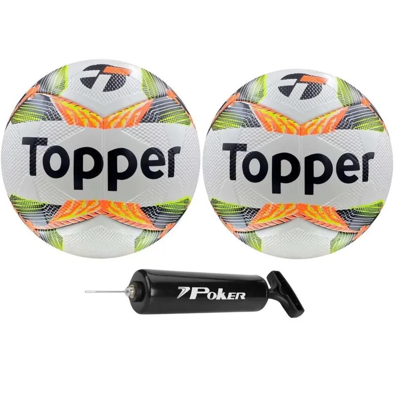 Kit 02 Bola Futsal Topper Slick 2024+ 01 Bomba de Ar Poker Way