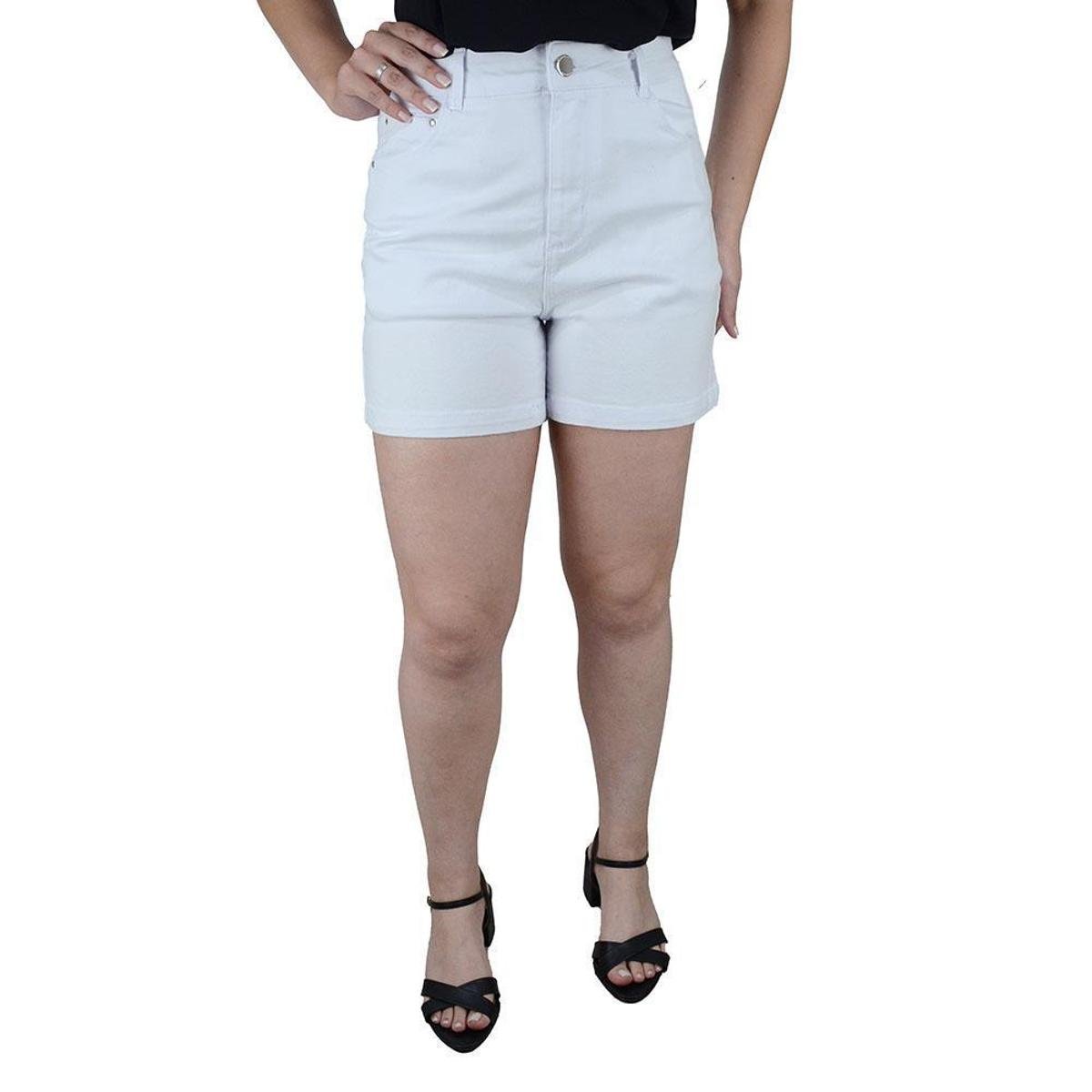 Shorts Feminino Lado Avesso Mom Jeans Branco - L129061