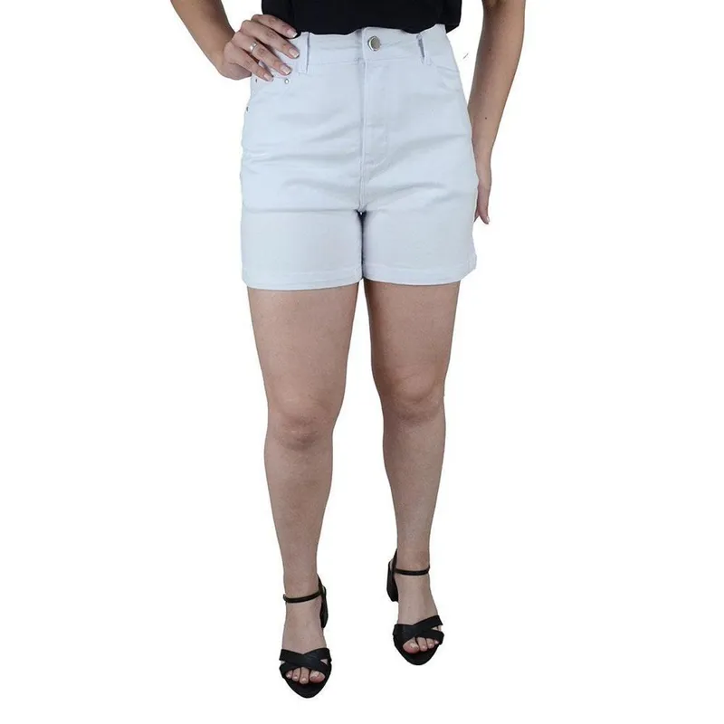 Shorts Feminino Lado Avesso Mom Jeans Branco - L129061