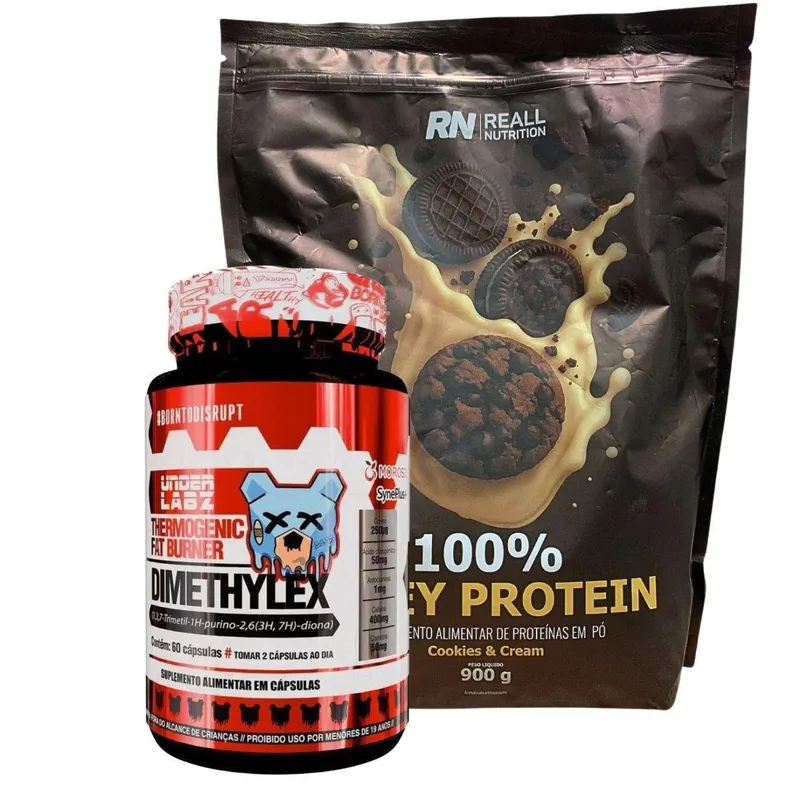 Kit Dimethylex Termogênico + Whey Protein 900g 100% Puro