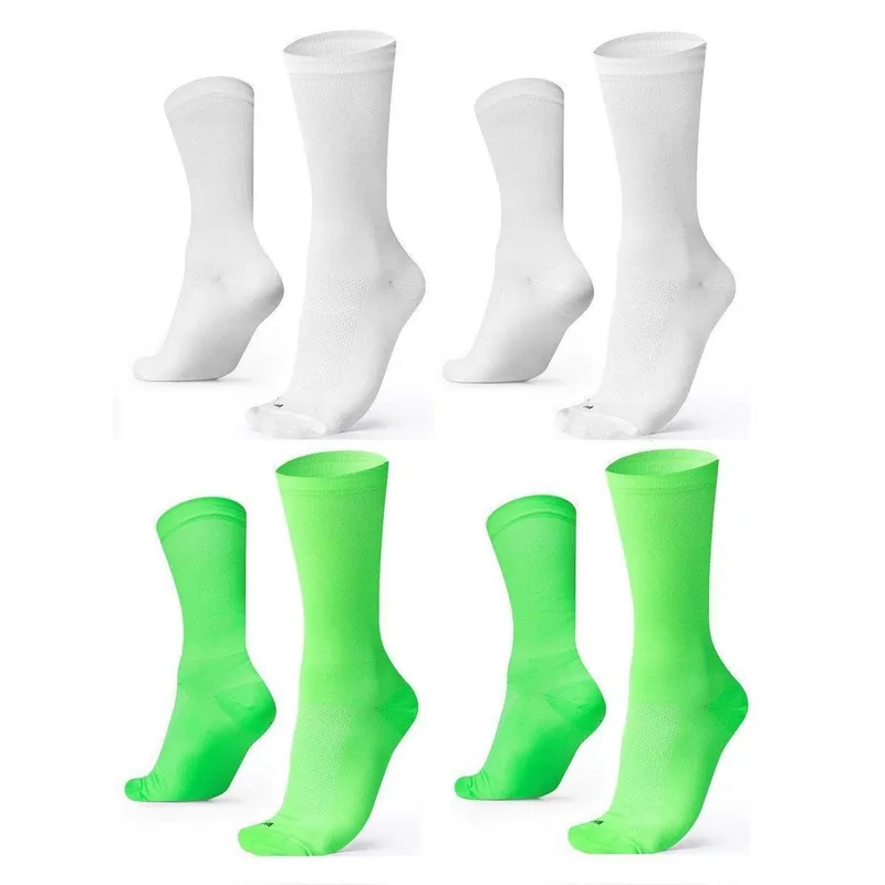 Kit 04 Pares Meia De Corrida Lisas B.V. BRANCO/VERDE 36-42