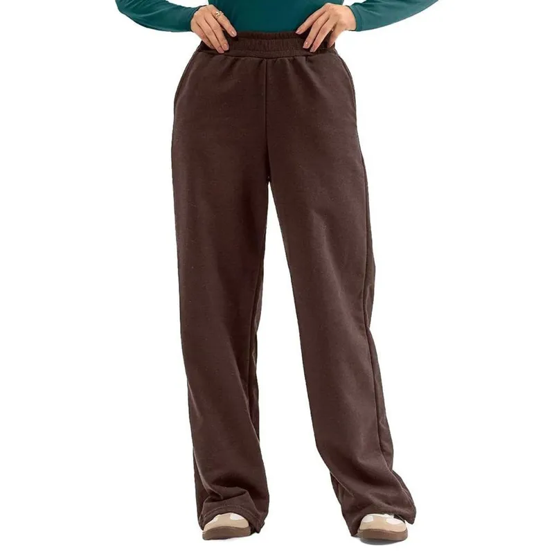 Calça Feminina Rovitex Moletom Reta Marrom