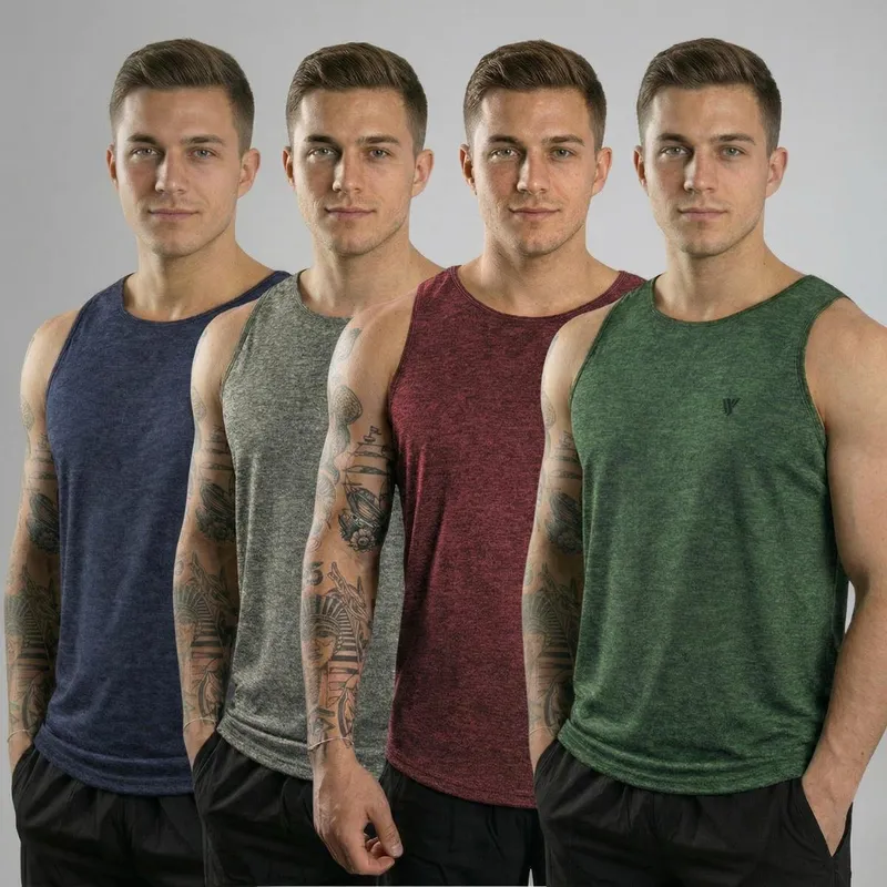Kit 4 Regatas Masculinas Academia Treino Secagem Rápida