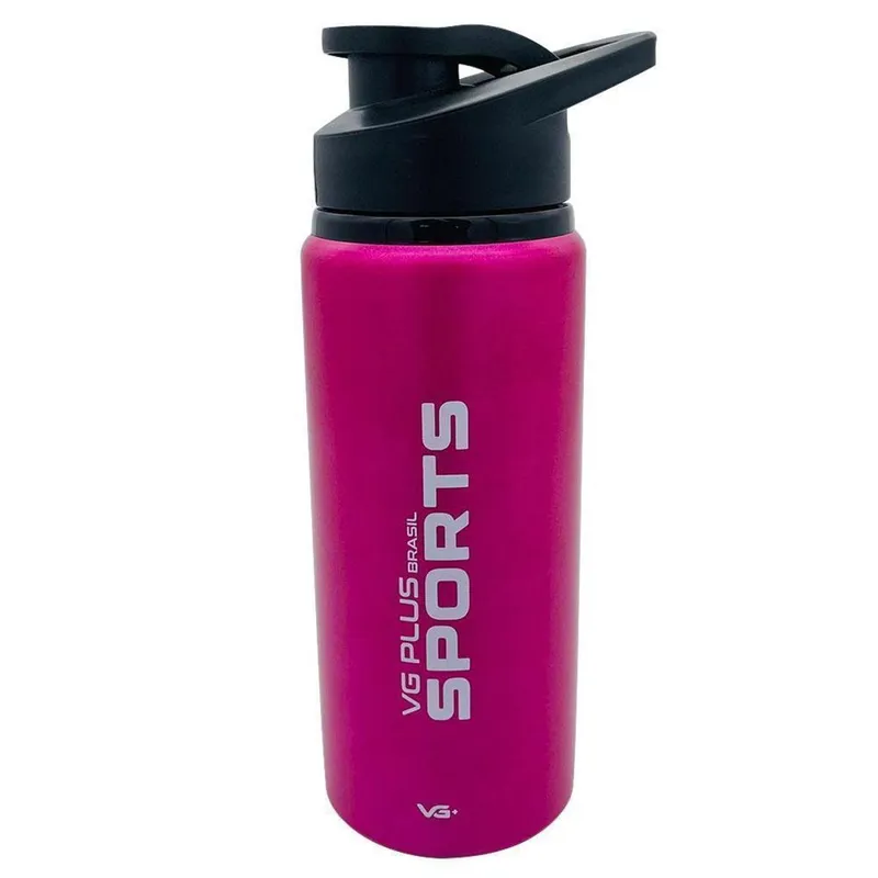 Garrafinha Squeeze Alumínio Brilhante com Trava 600ml Choque Academia VG+