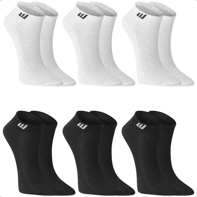 Kit 6 Pares Meia Cano Curto Algodão Winston Sports Unissex Academia Esportiva Caminhada