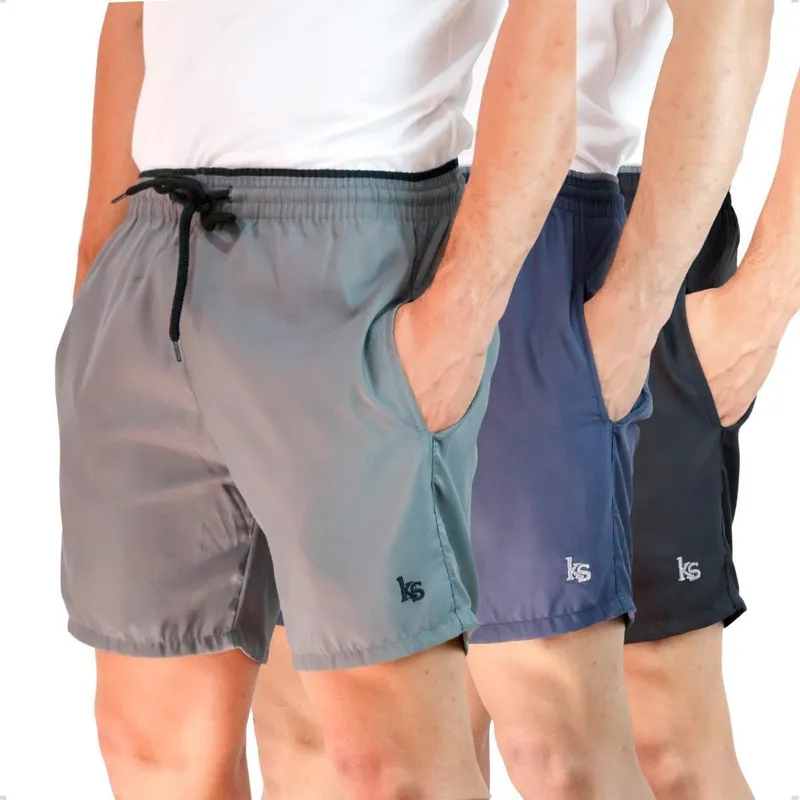 3 Short Masculino Esporte Bermuda Treino Tactel Praia Academia Corrida
