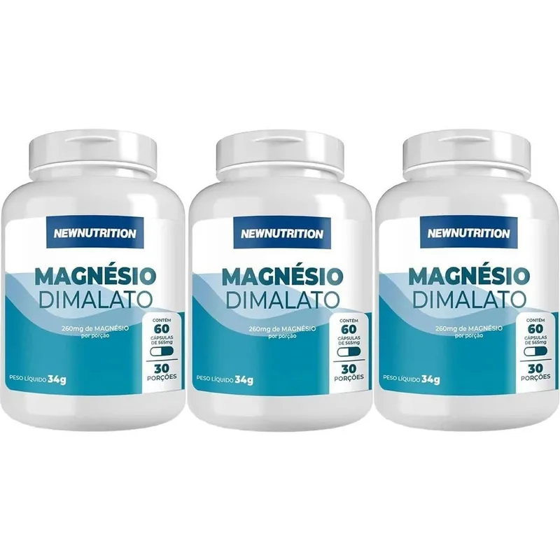 Kit 3X Magnésio Dimalato - 60 Cápsulas - NewNutrition