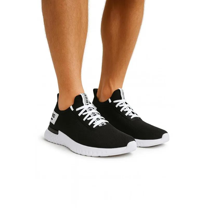 Tênis Masculino Esportivo De Corrida Para Academia De Caminhada Macio Leve Branco Preto