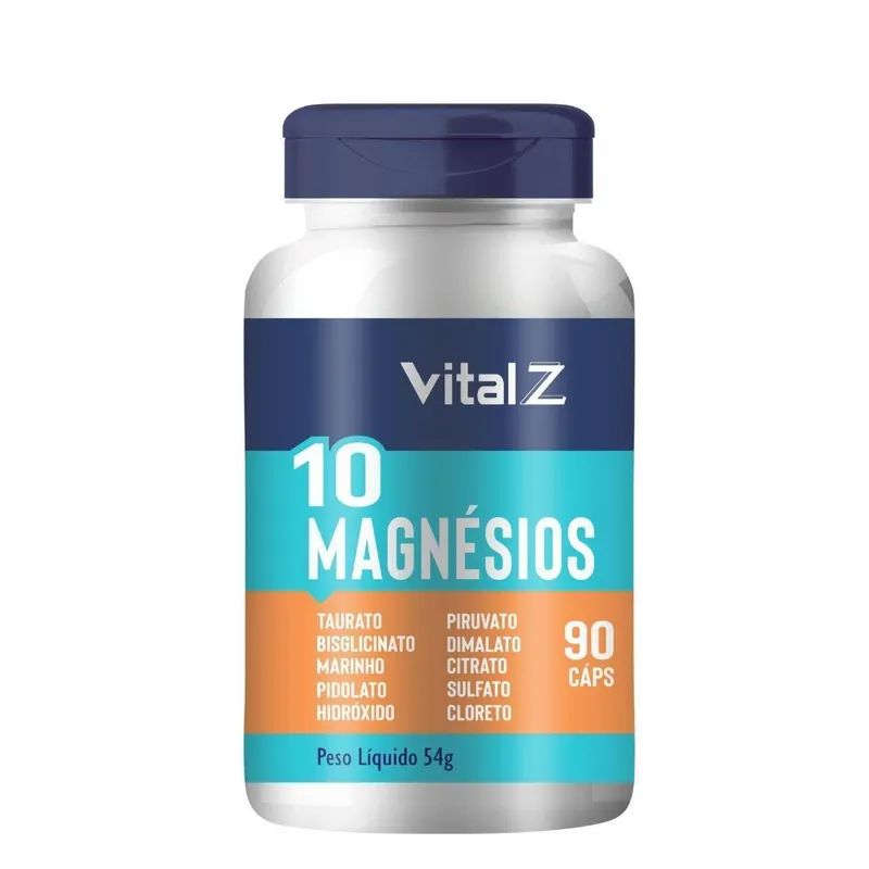 10 Magnésios Vital Z 90 Cápsulas 10 em 1 1800mg por dose