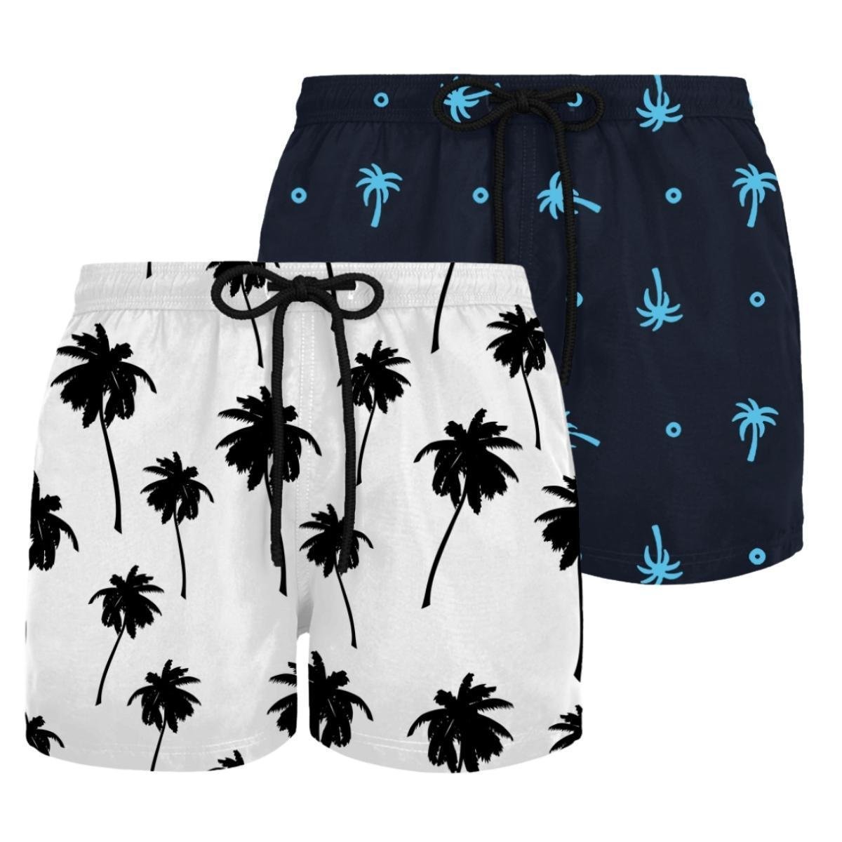 Kit 2 Shorts Masculinos Plus Size Estampados Tectel Secagem Rápida Dia a Dia