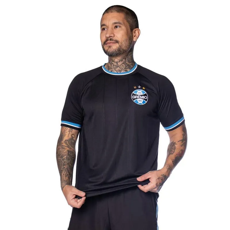 Camiseta Masculina Grêmio Lotus Ace Escudo Bordado Azul