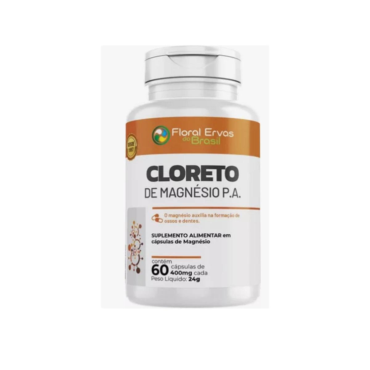 Cloreto de Magnésio P.A 500mg 60 cps Floral Ervas do Brasil