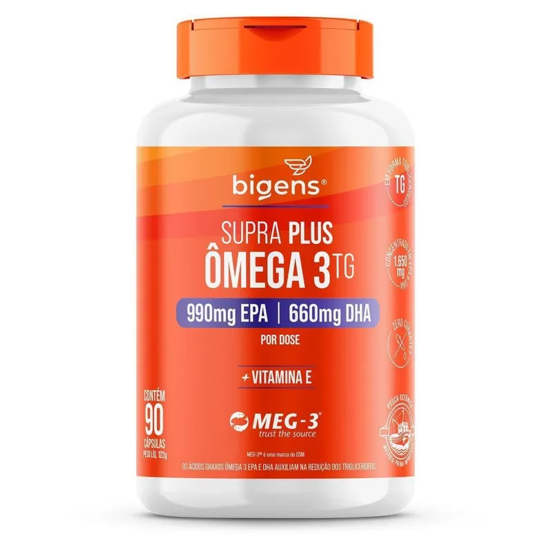 Ômega 3 Supra Plus 990mg EPA 660mg DHA + Vitamina E 90 Caps - Bigens