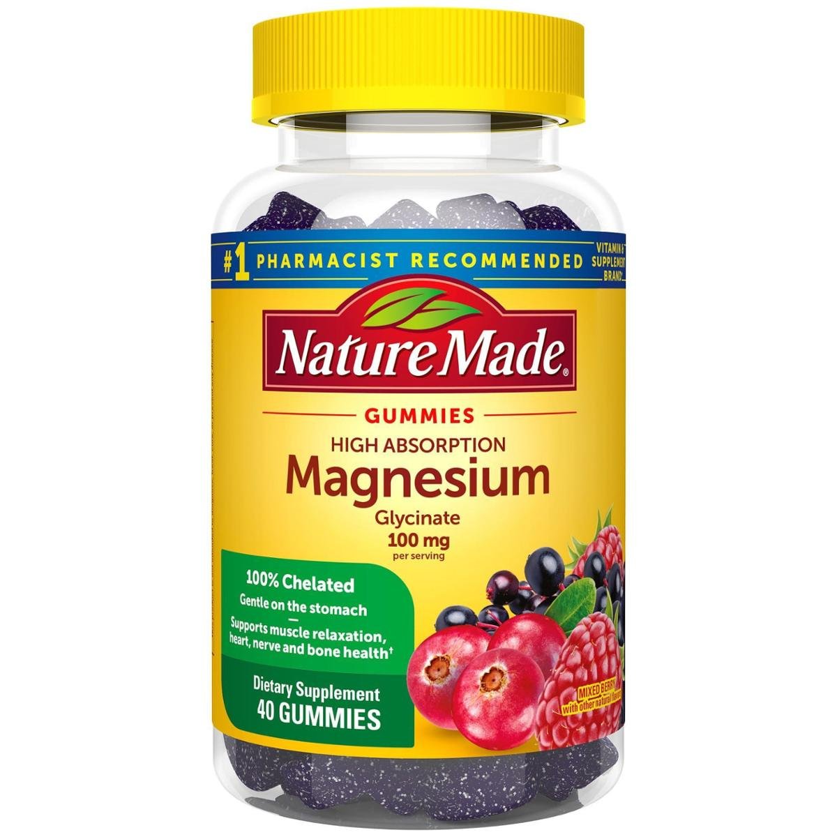 Suplemento de magnésio Nature Made Gummies 100mg 40 unidades